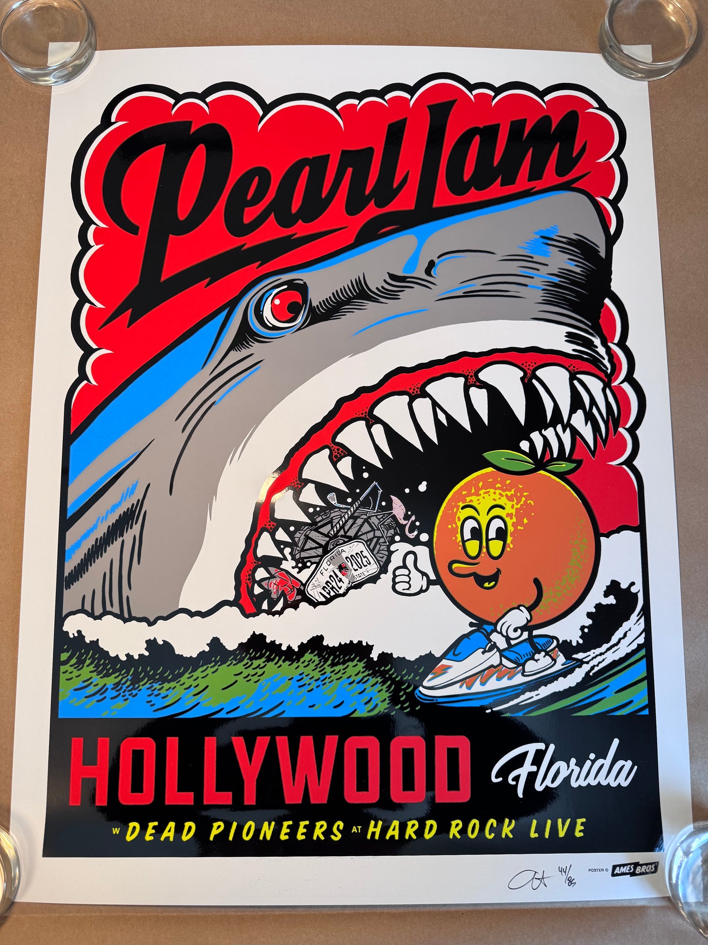 Pearl Jam Poster Hollywood, Florida 2025 (Black Foil) - Ames Design