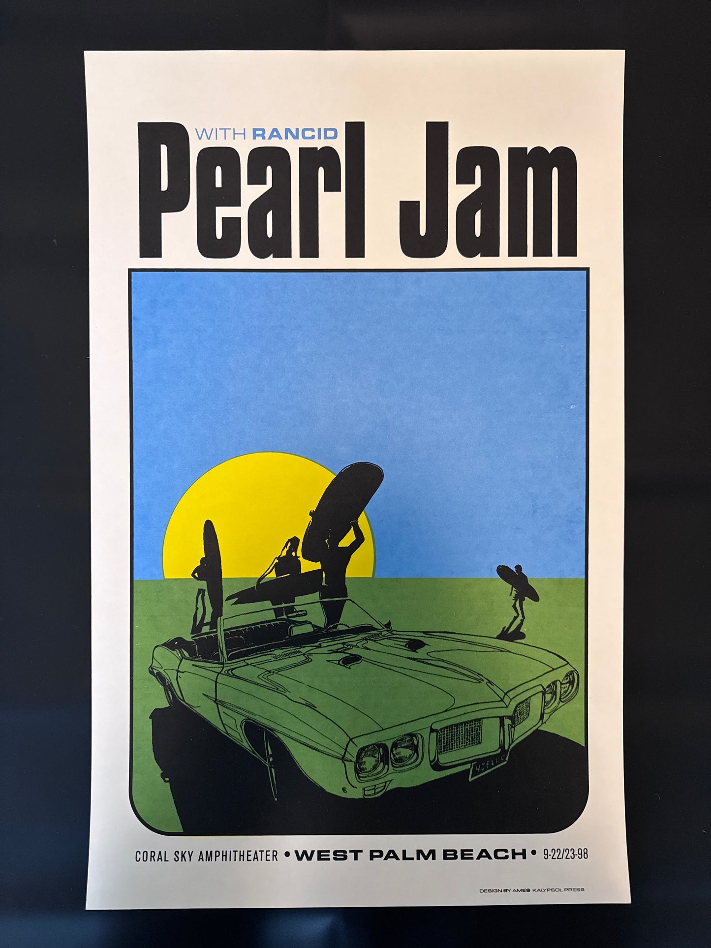 Pearl Jam Poster West Palm Beach, Florida 1998 - Ames Design