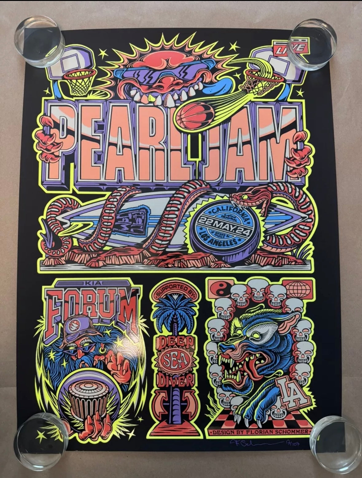 Pearl Jam Poster Los Angeles, California 2024 - Florian Schommer