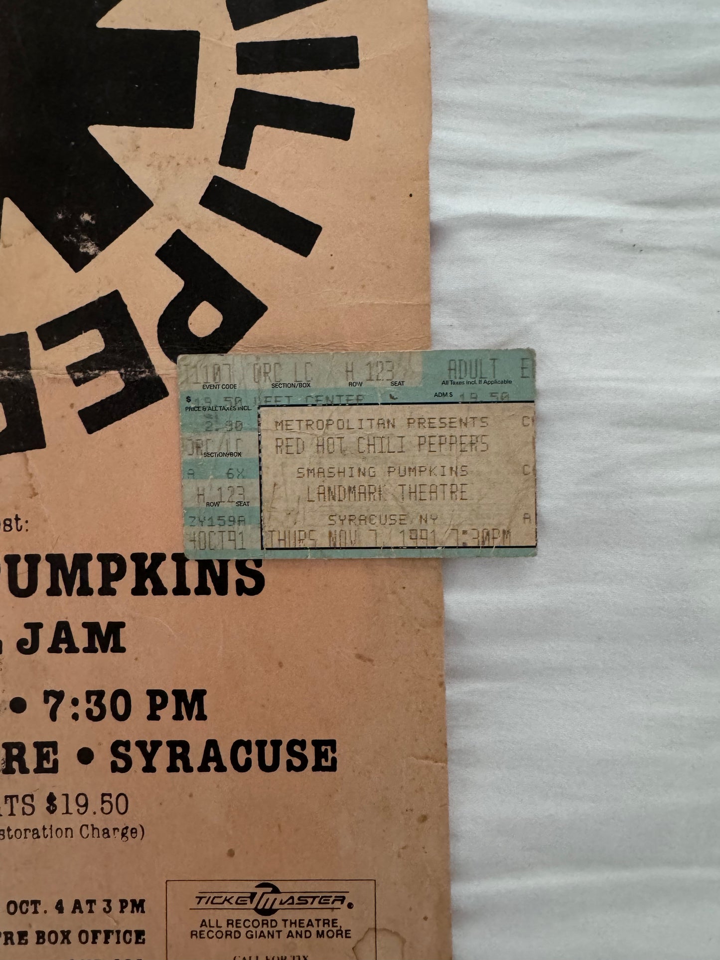 Red Hot Chili Peppers, Pearl Jam & Smashing Pumpkins Syracuse, New York 1991