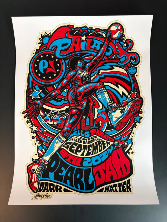 Pearl Jam Poster, Philadelphia 2024 (Autographed by Julius Irving) - Ames Design