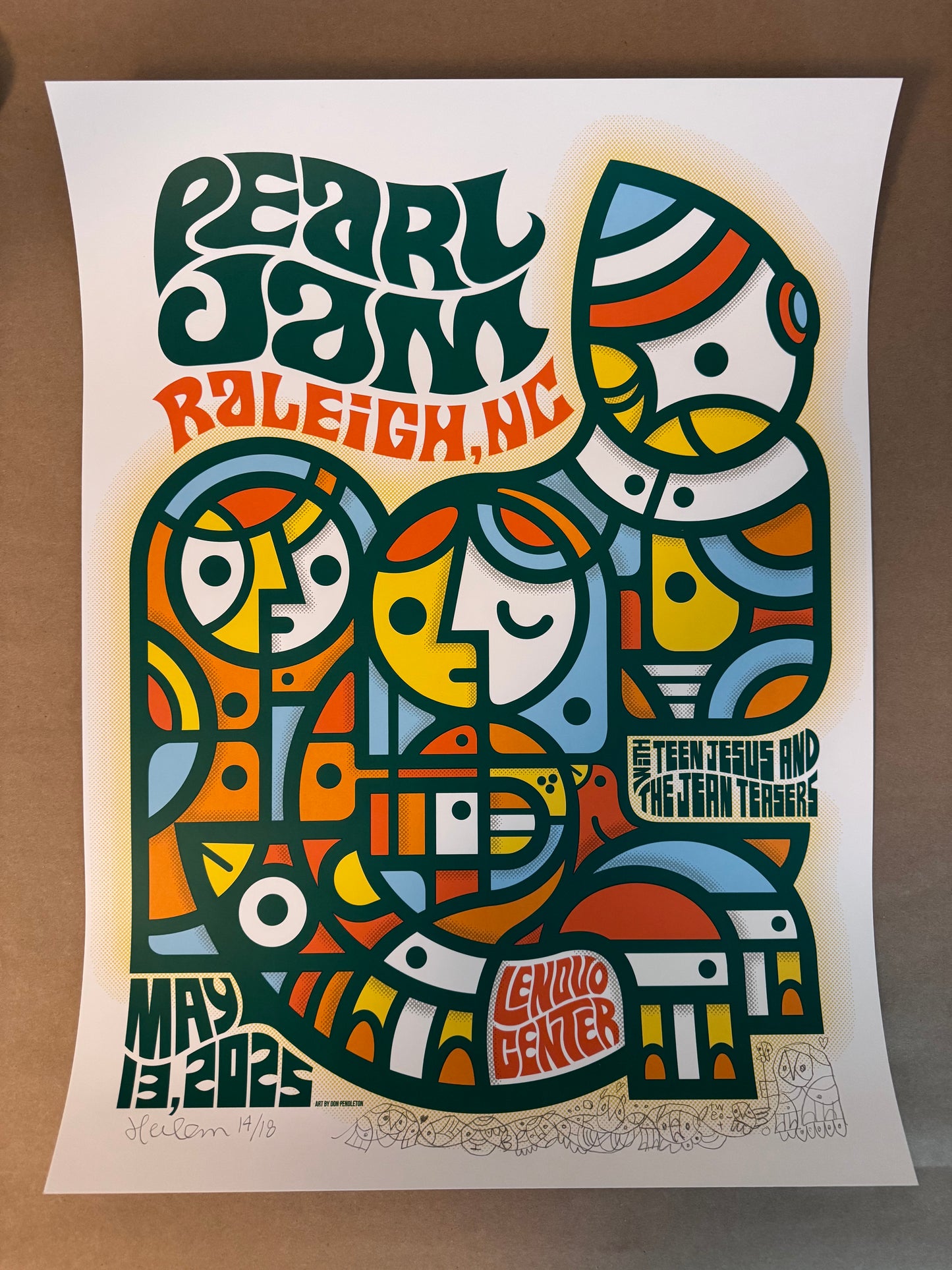 Pearl Jam Poster Raleigh, North Carolina 2025 (Green Variant) - Don Pendleton