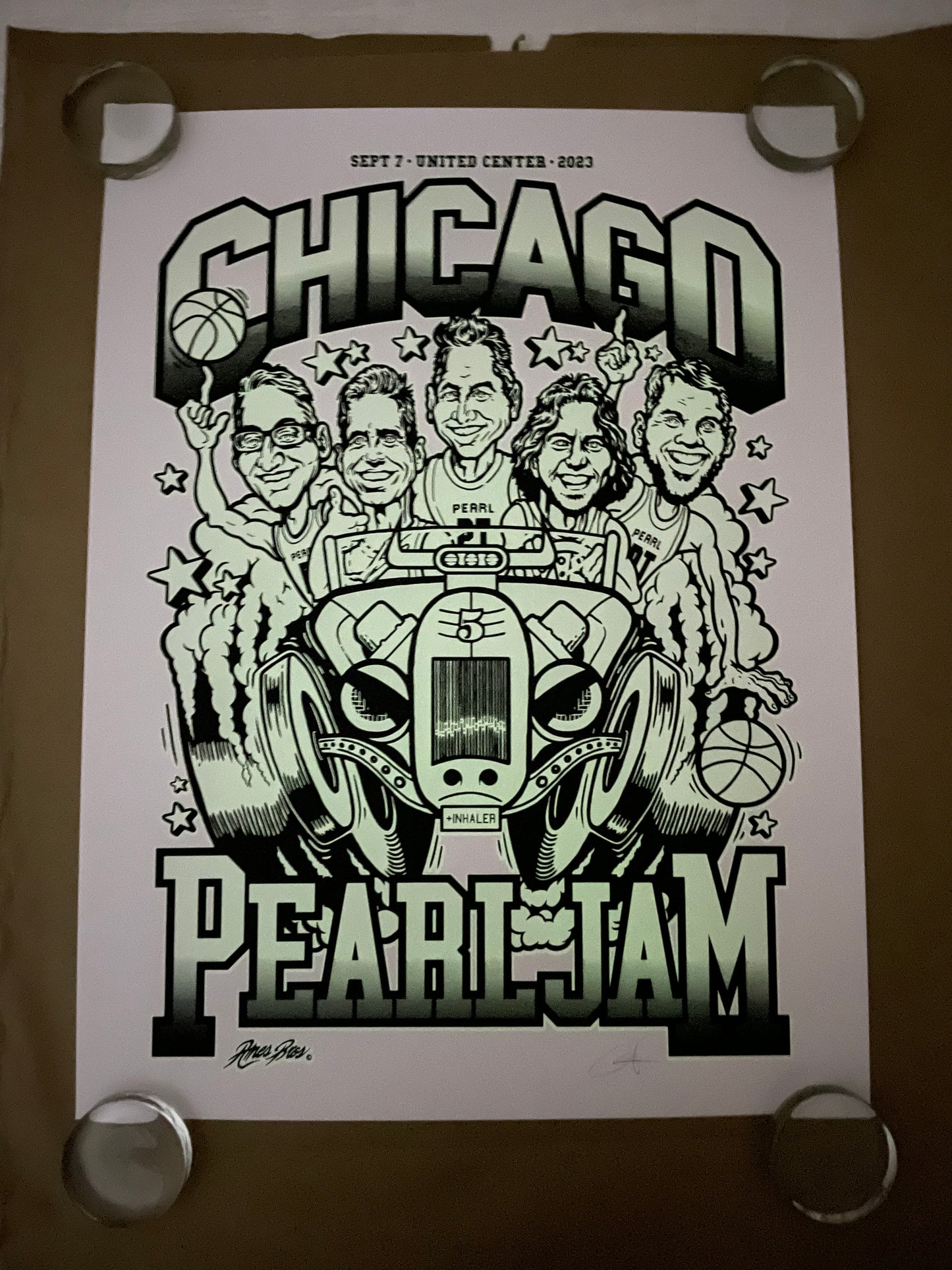 Pearl Jam Poster Chicago, Illinois 2023 (Glow in the Dark) - Ames Design