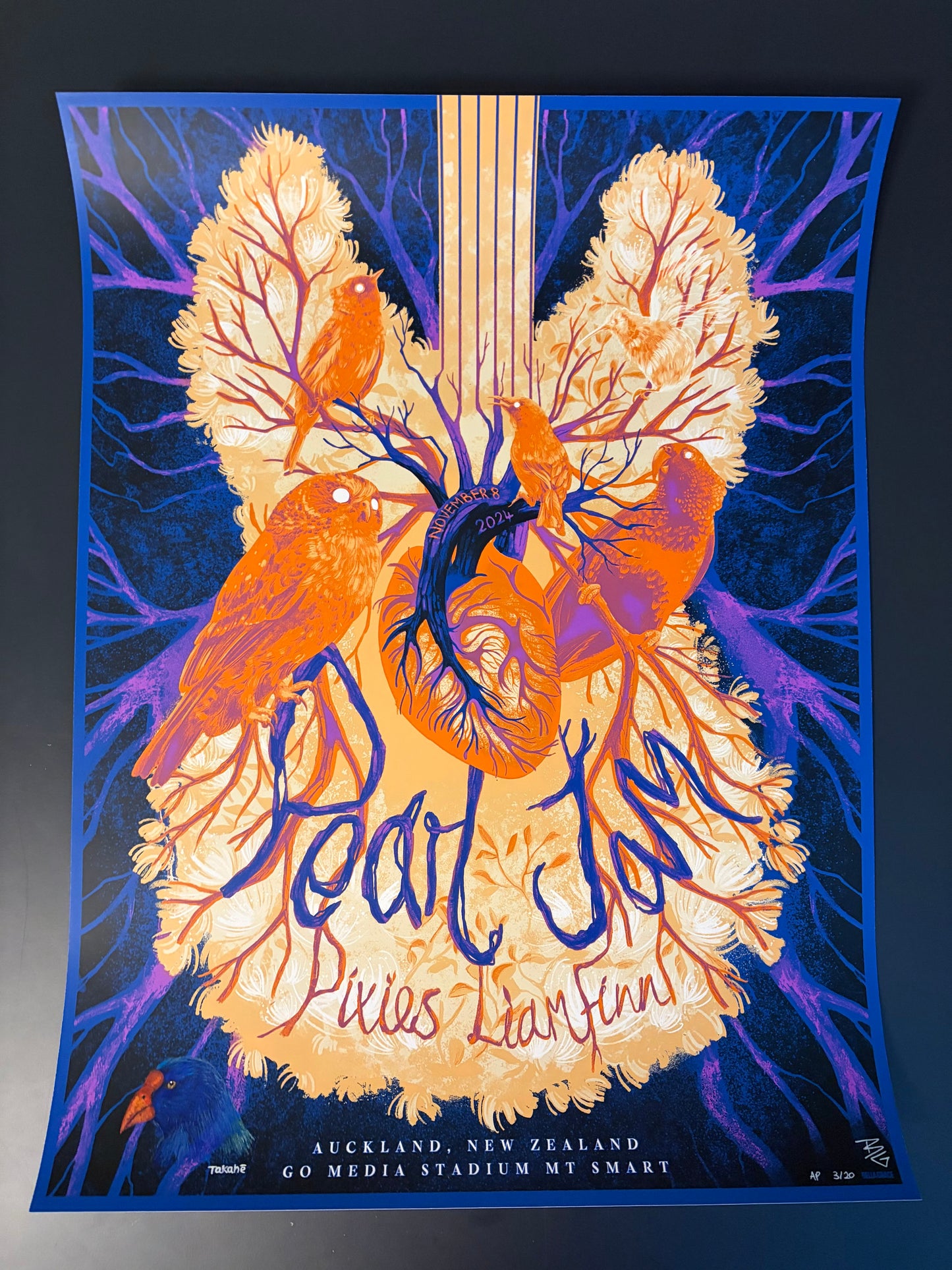 Pearl Jam Poster Auckland, New Zealand (Hand-Finished) 2024 - Bella Grace