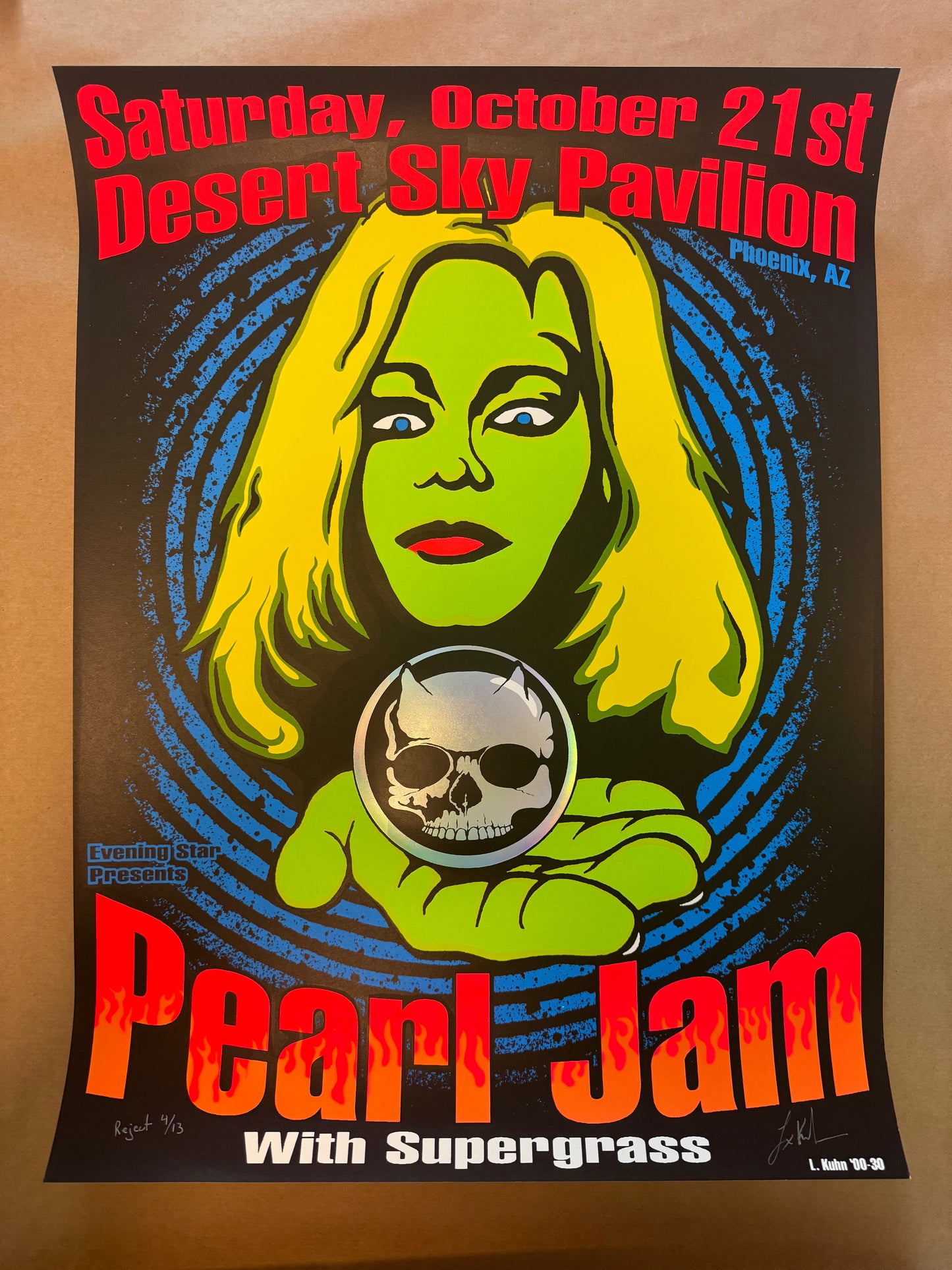 Pearl Jam & Supergrass Poster Phoenix, Arizona 2000 (Reject Variant) - Lindsey Kuhn