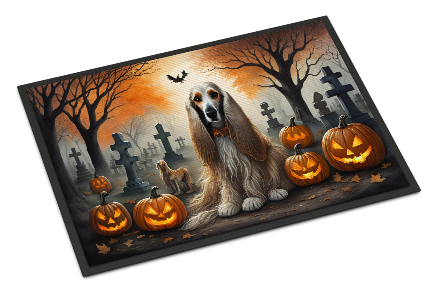 Afghan Hound Spooky Halloween Doormat-0