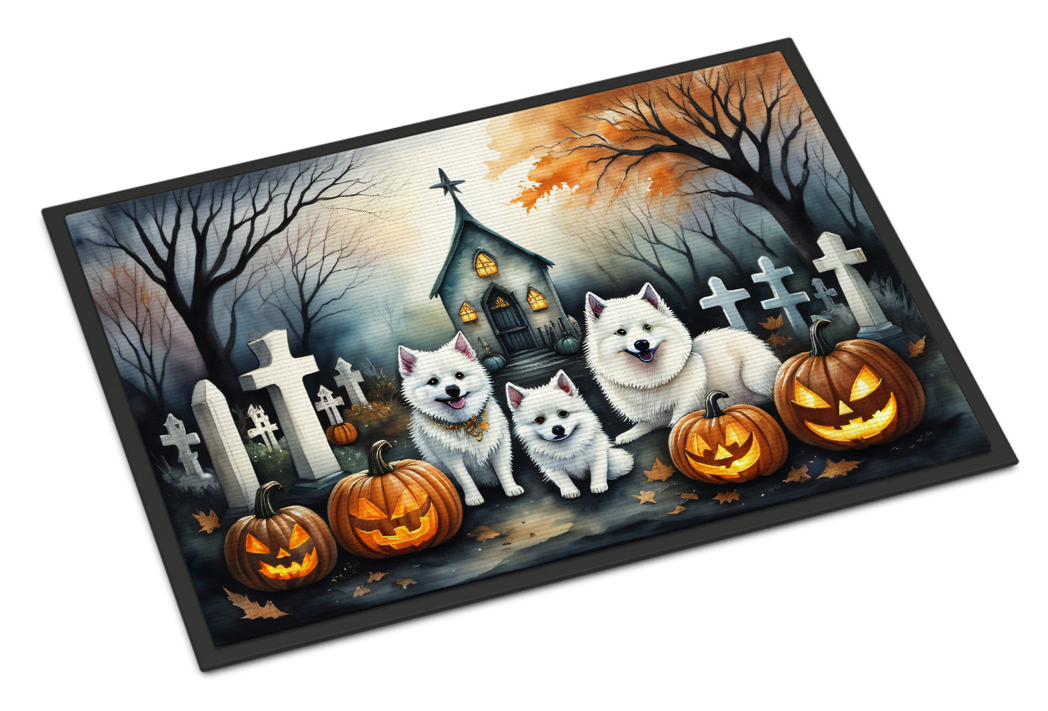 American Eskimo Spooky Halloween Doormat-0