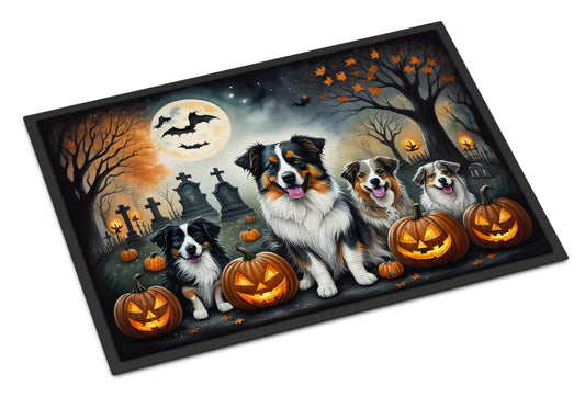 Australian Shepherd Spooky Halloween Doormat-0