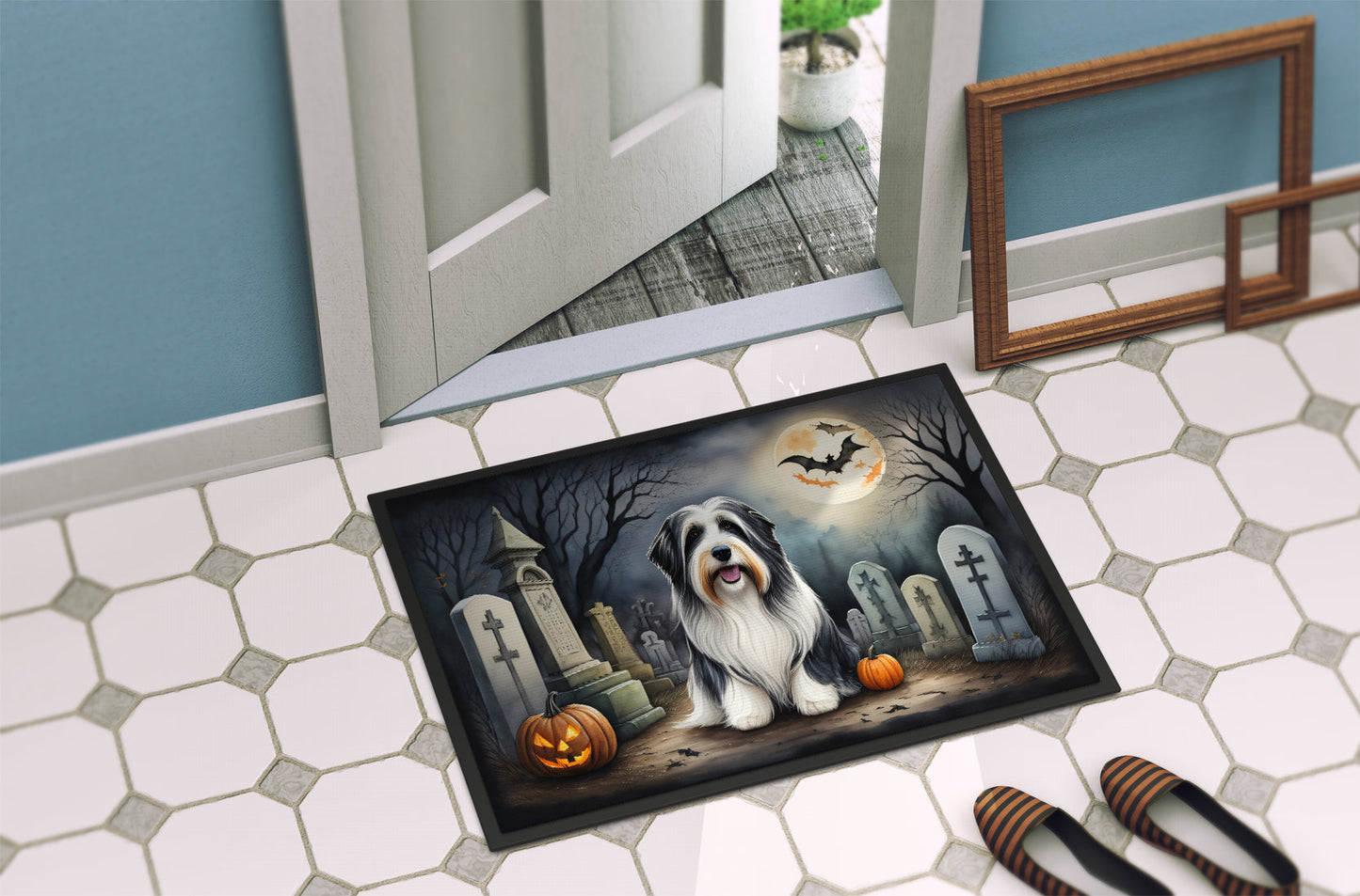 Bearded Collie Spooky Halloween Doormat-3