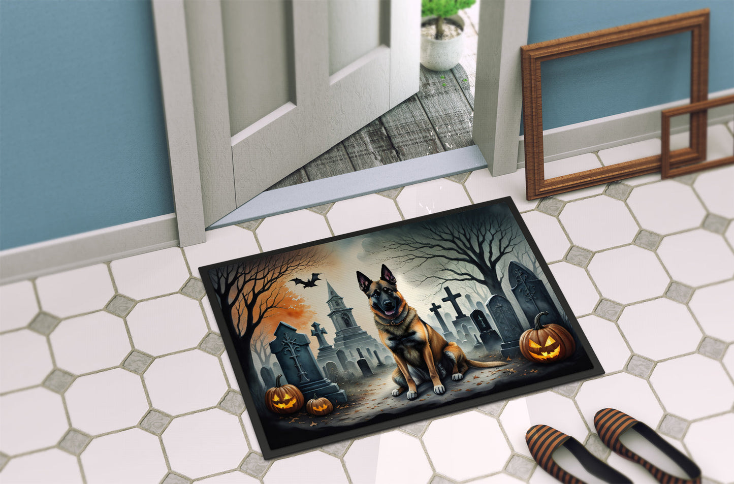 Belgian Malinois Spooky Halloween Doormat-3