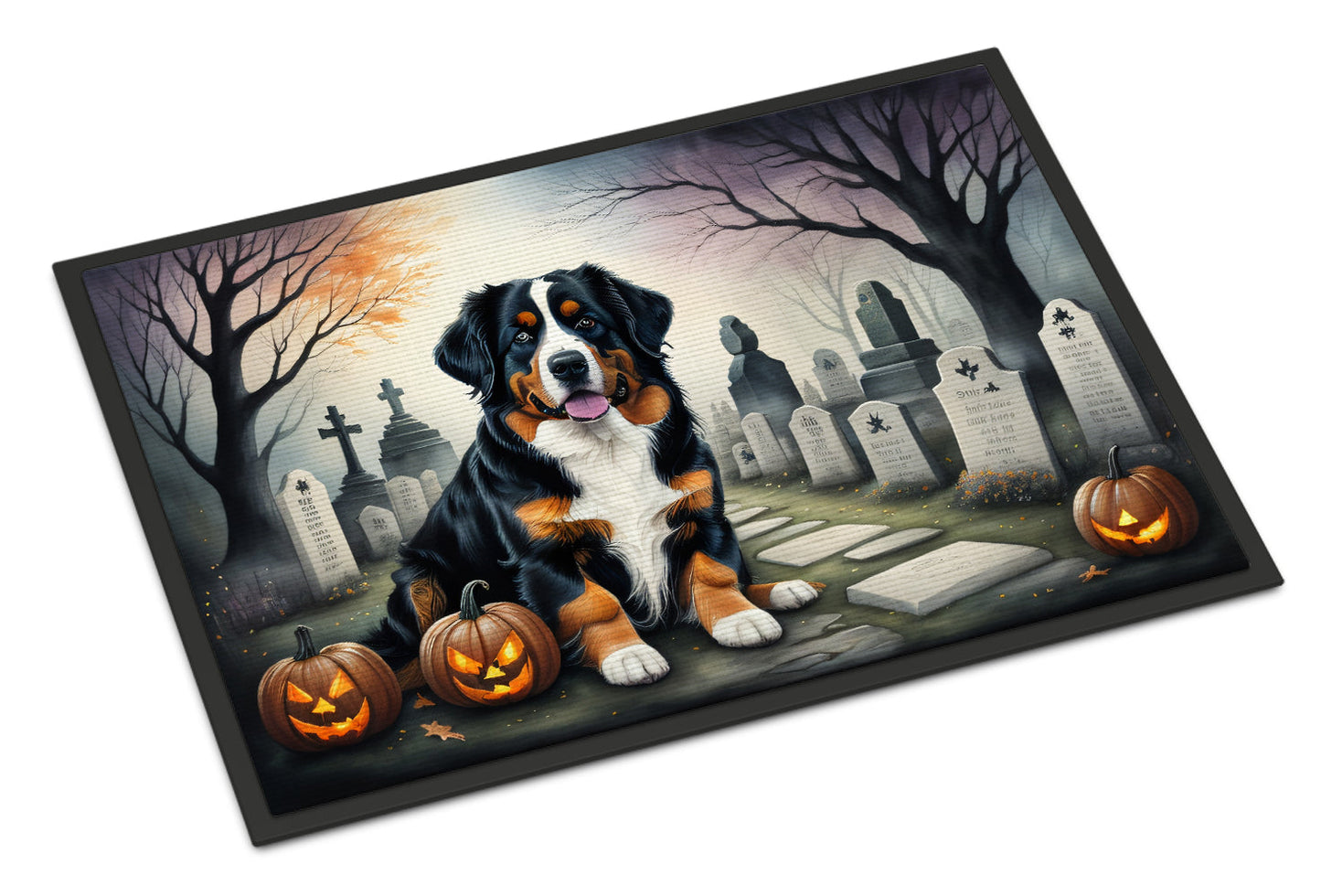 Bernese Mountain Dog Spooky Halloween Doormat-0