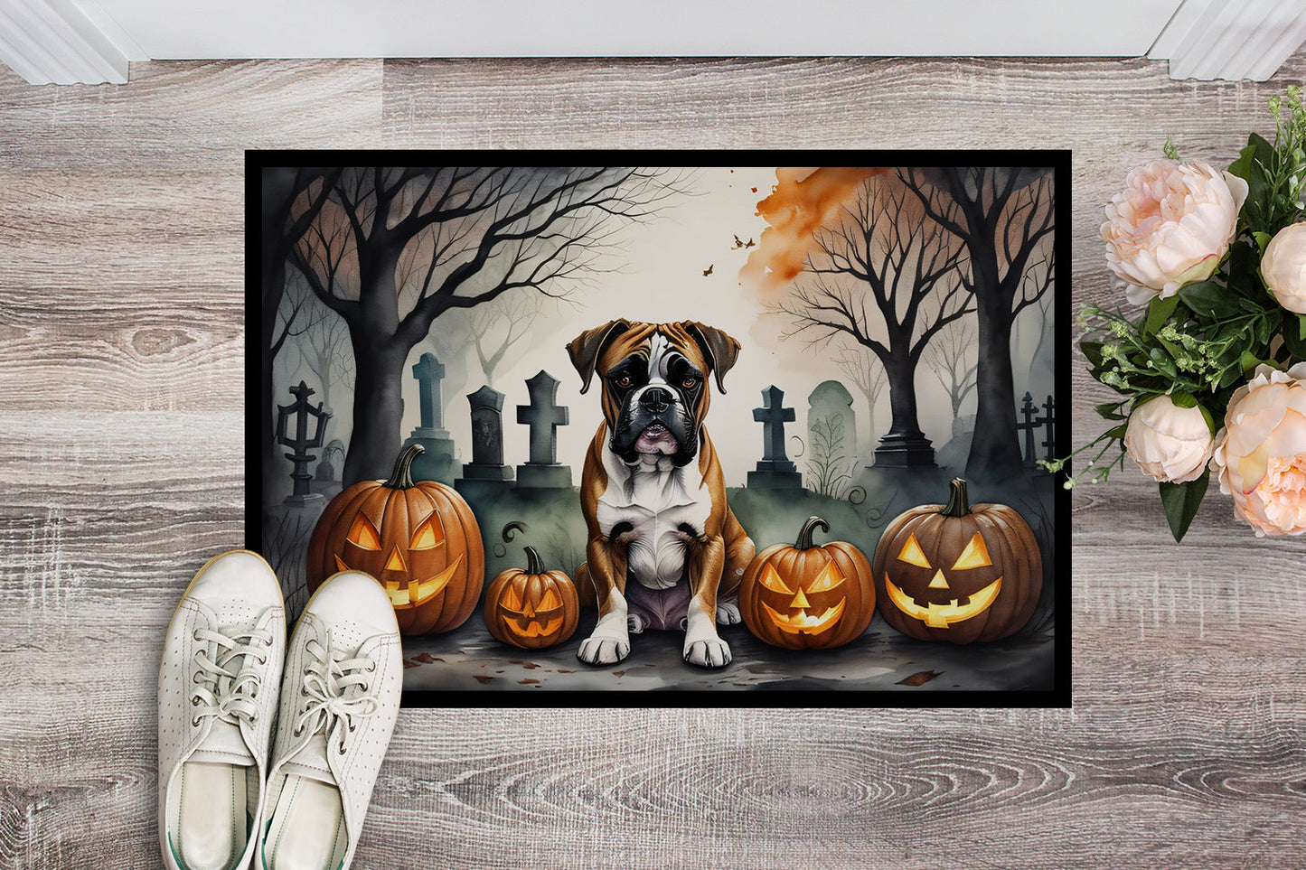 Boxer Spooky Halloween Doormat-1