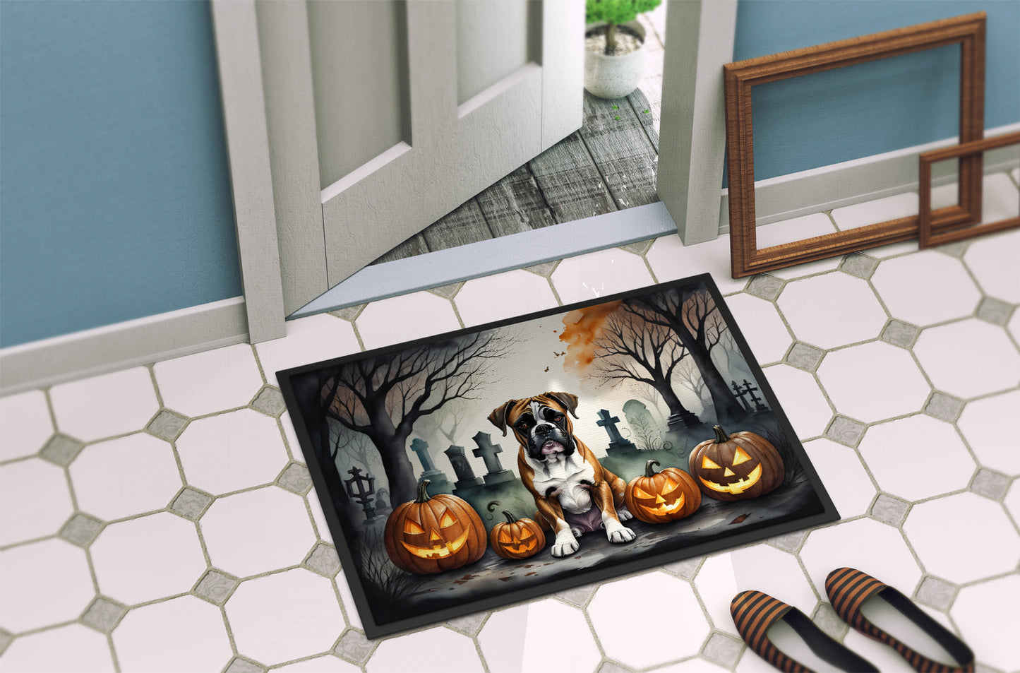 Boxer Spooky Halloween Doormat-3