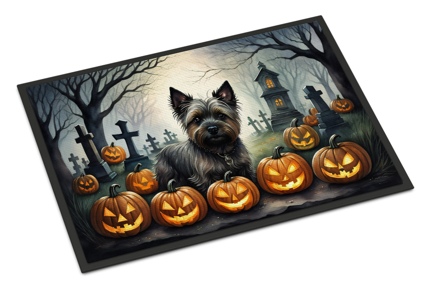 Cairn Terrier Spooky Halloween Doormat-0