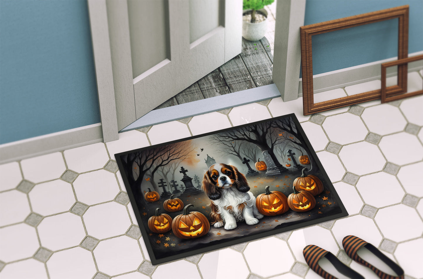 Cavalier Spaniel Spooky Halloween Doormat-3