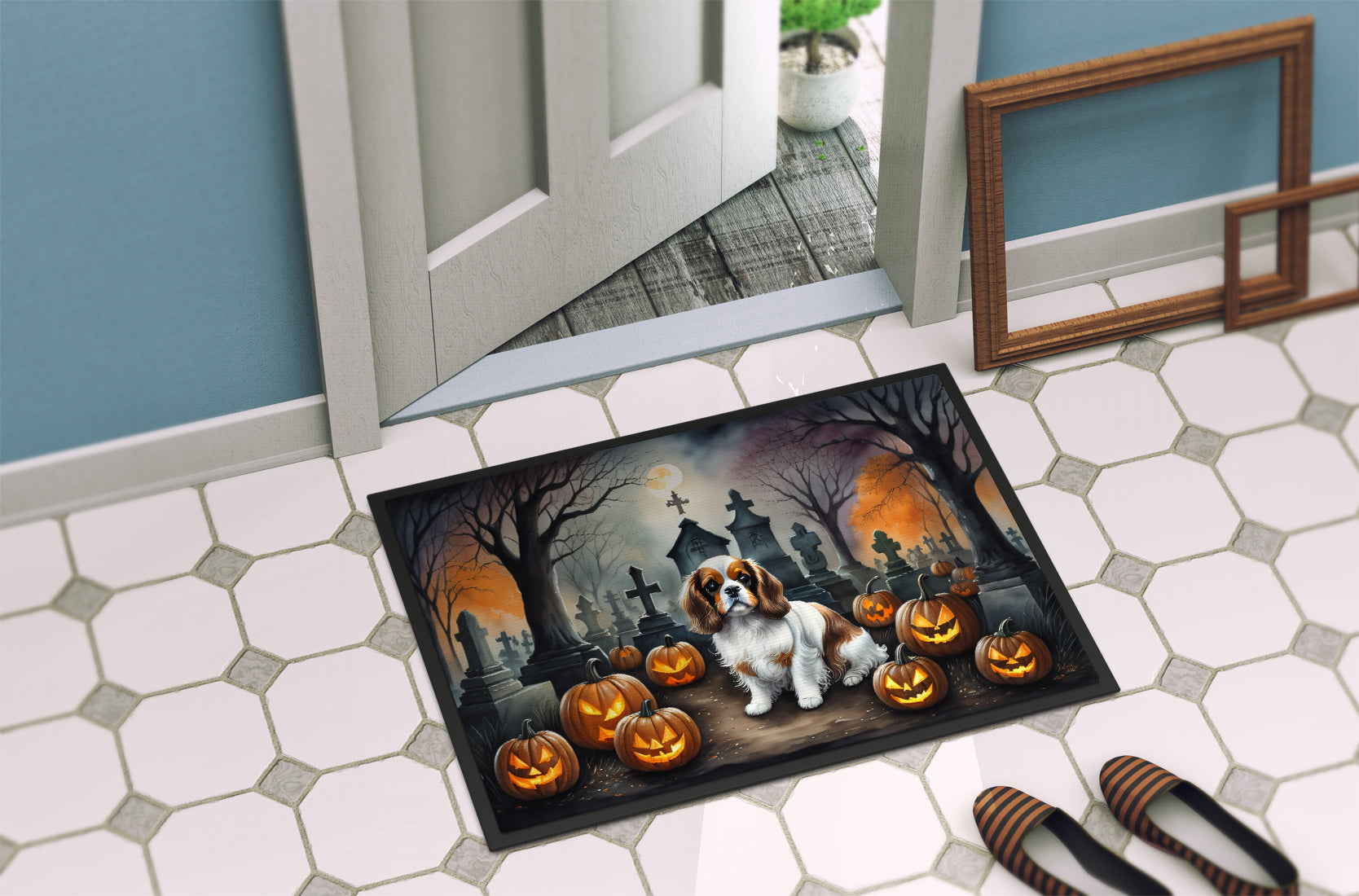 Cavalier Spaniel Spooky Halloween Doormat-3