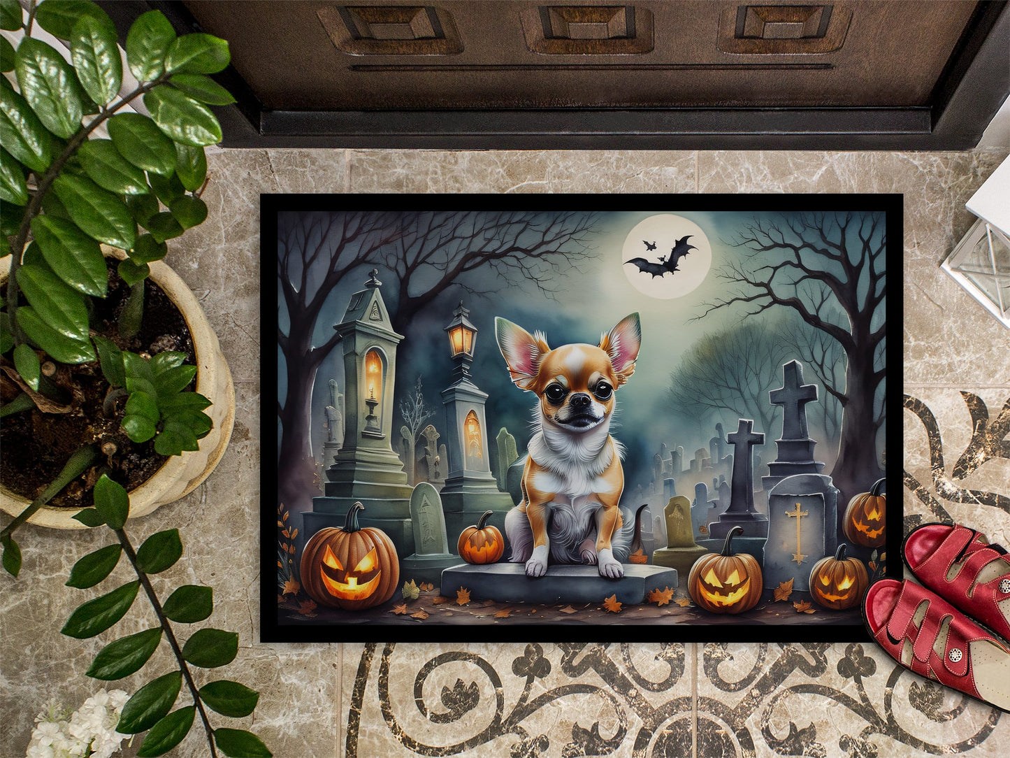 Chihuahua Spooky Halloween Doormat-2