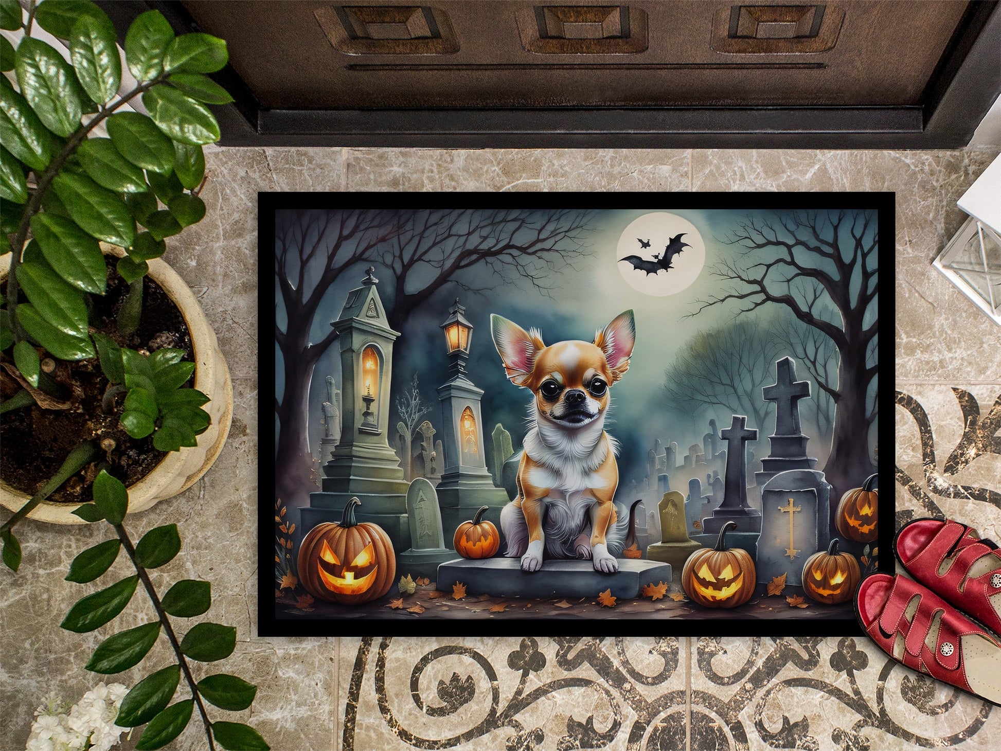 Chihuahua Spooky Halloween Doormat-2