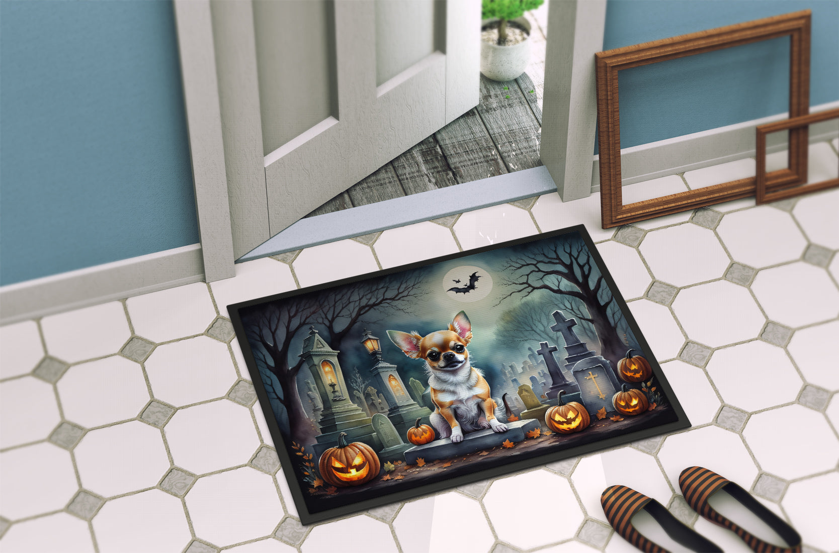 Chihuahua Spooky Halloween Doormat-3