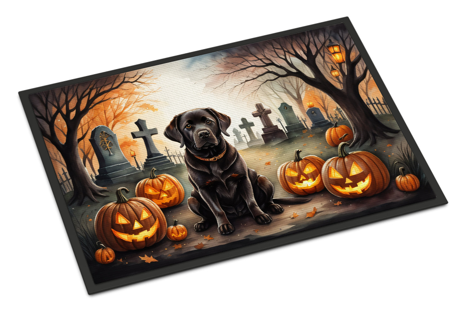 Chocolate Labrador Retriever Spooky Halloween Doormat-0