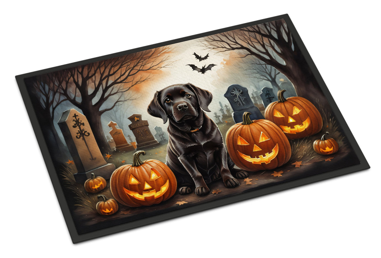 Chocolate Labrador Retriever Spooky Halloween Doormat-0