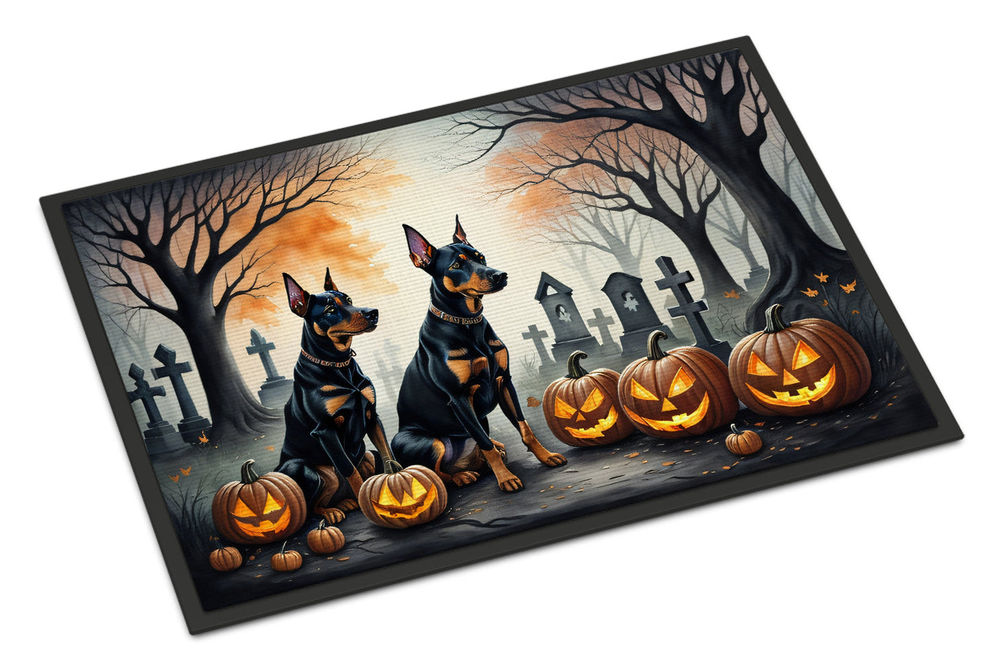 Doberman Pinscher Spooky Halloween Doormat-0