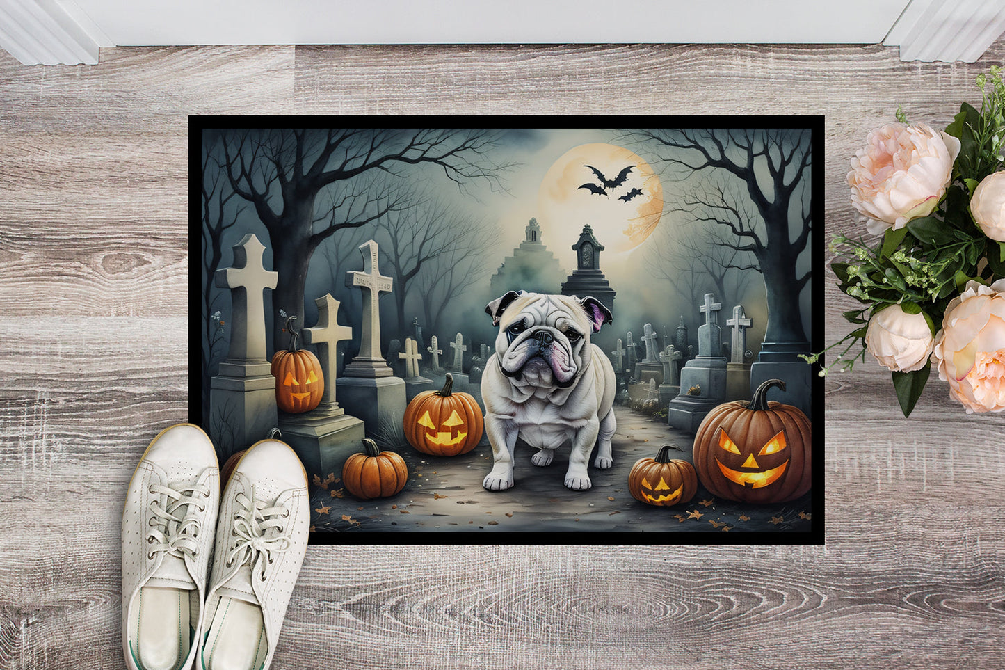 English Bulldog Spooky Halloween Doormat-1