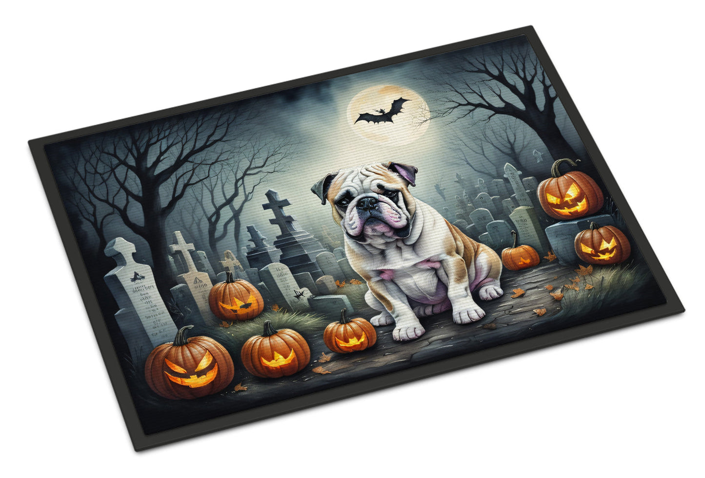 English Bulldog Spooky Halloween Doormat-0