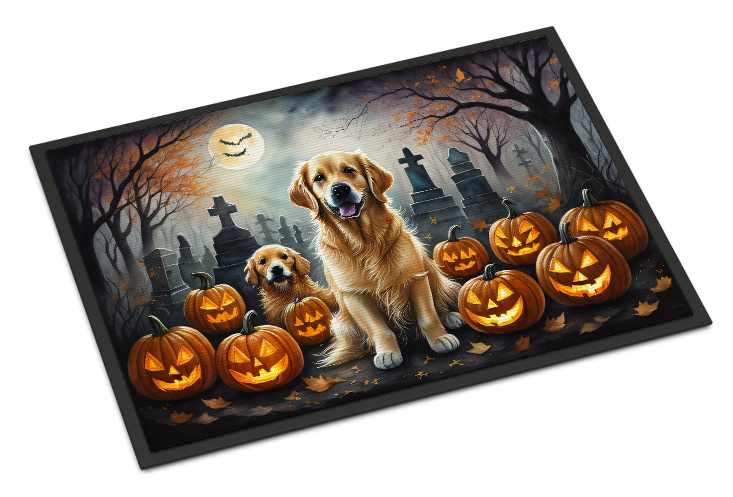 Golden Retriever Spooky Halloween Doormat-0