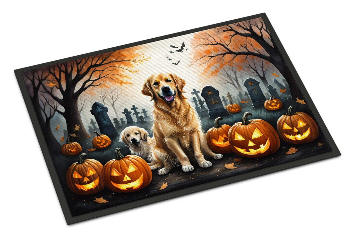 Golden Retriever Spooky Halloween Doormat-0