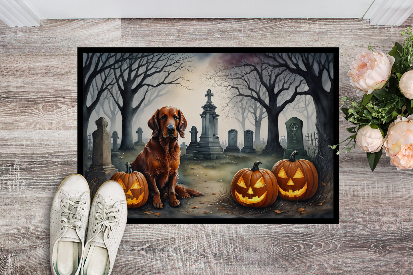 Irish Setter Spooky Halloween Doormat-1