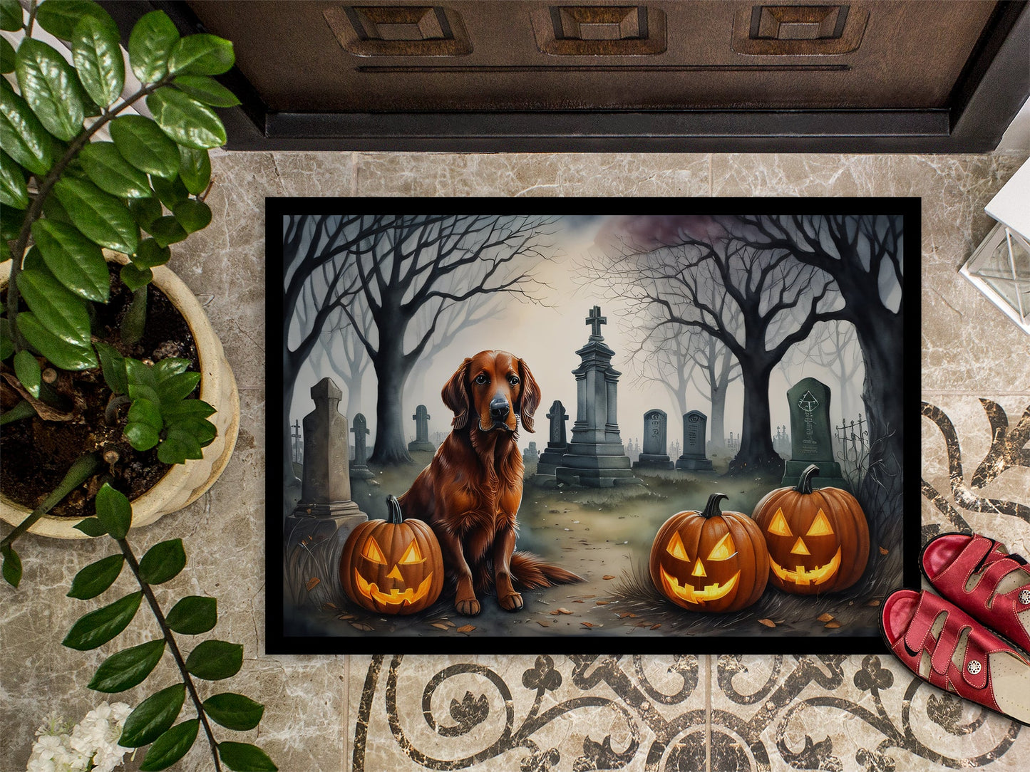 Irish Setter Spooky Halloween Doormat-2