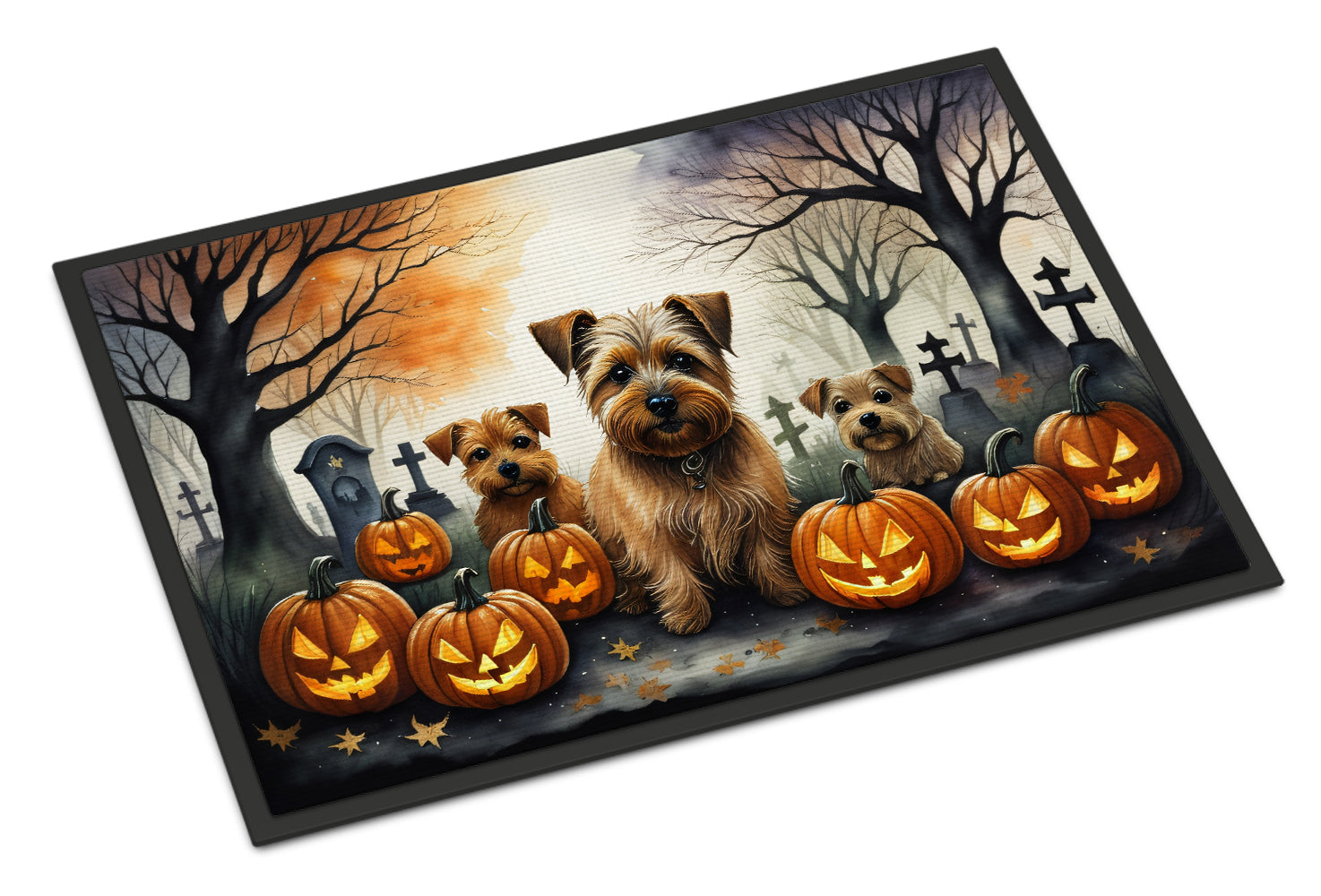 Norfolk Terrier Spooky Halloween Doormat-0