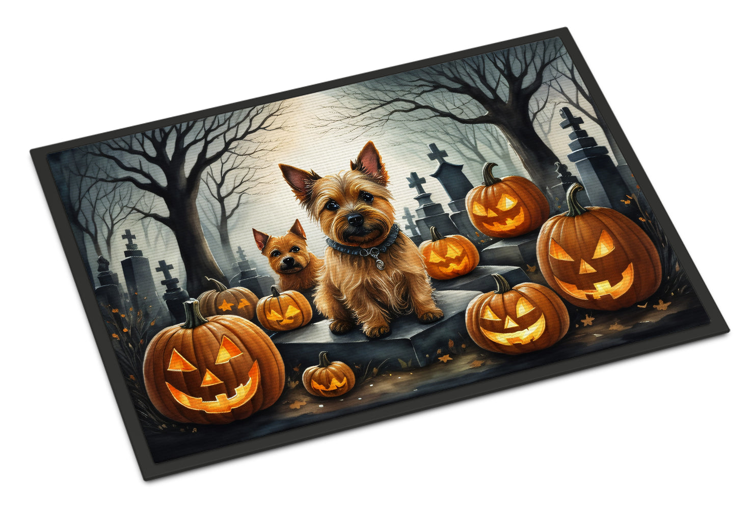 Norwich Terrier Spooky Halloween Doormat-0