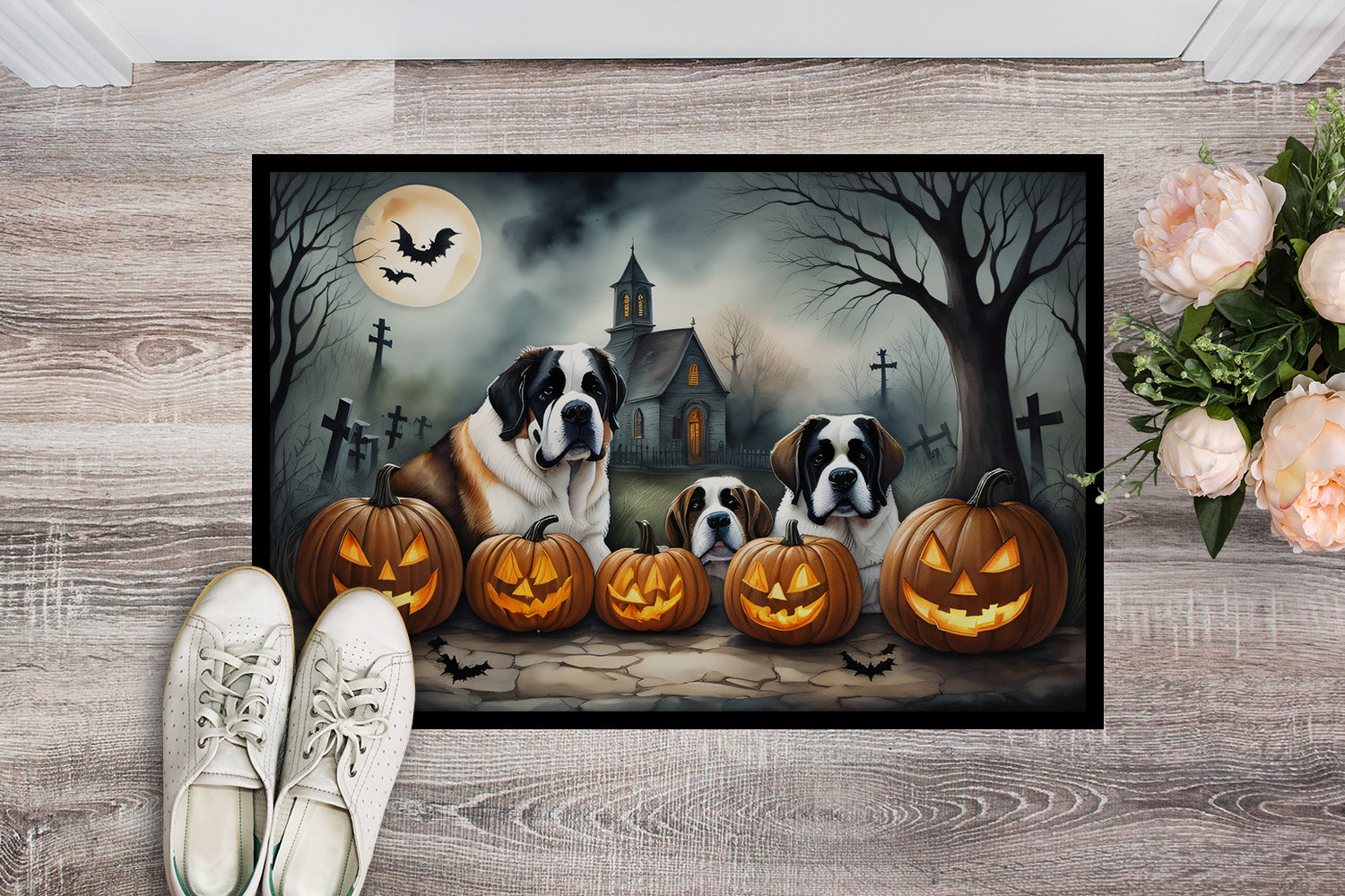 Saint Bernard Spooky Halloween Doormat-1