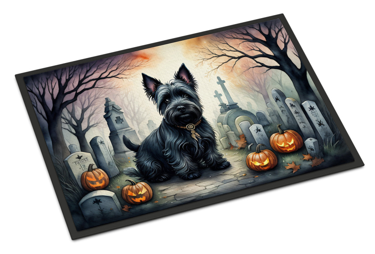 Scottish Terrier Spooky Halloween Doormat-0