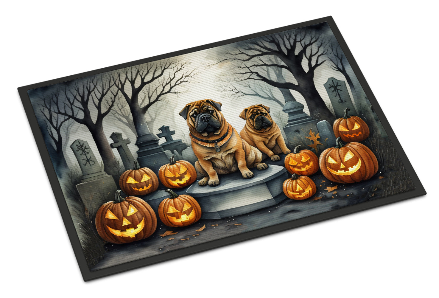 Shar Pei Spooky Halloween Doormat-0