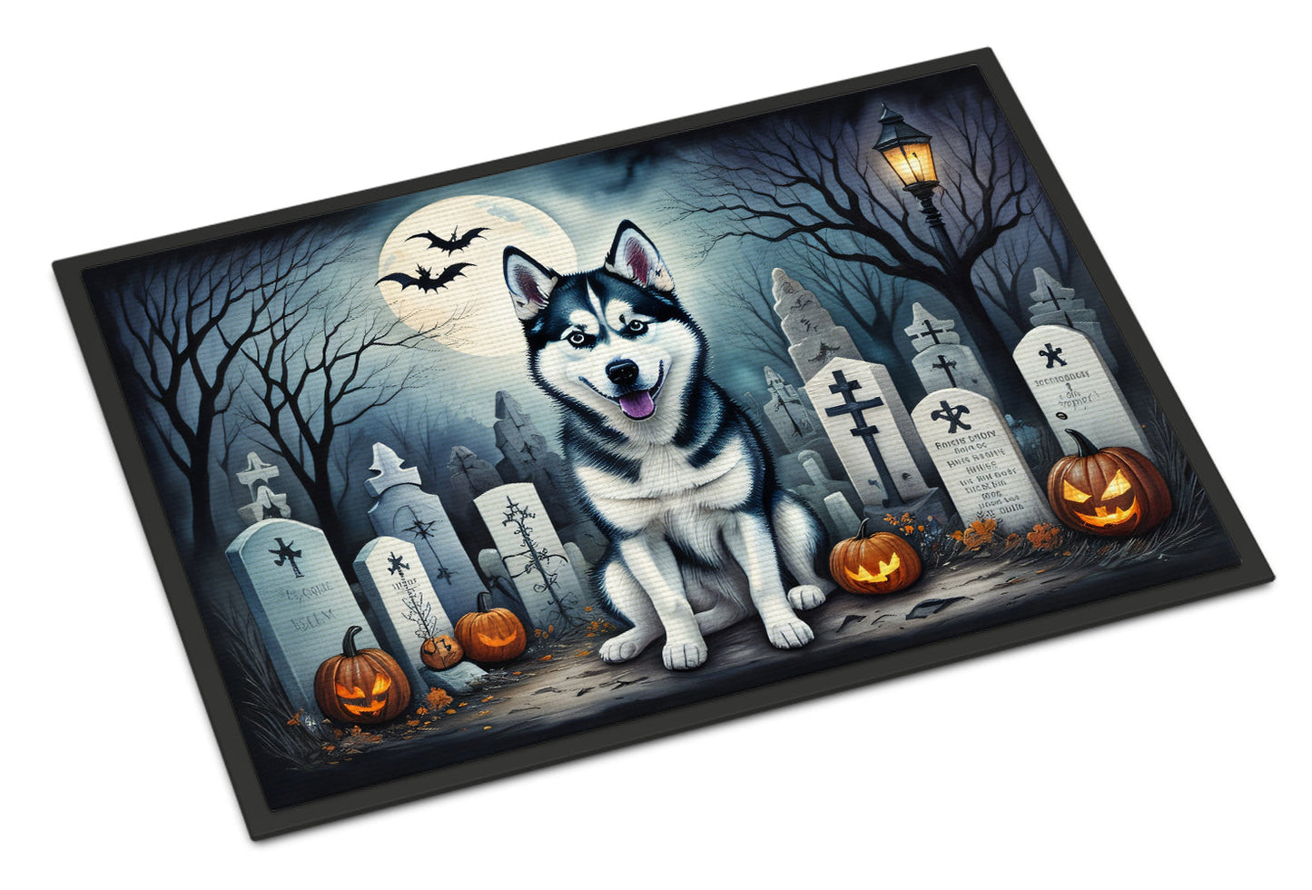 Siberian Husky Spooky Halloween Doormat-0