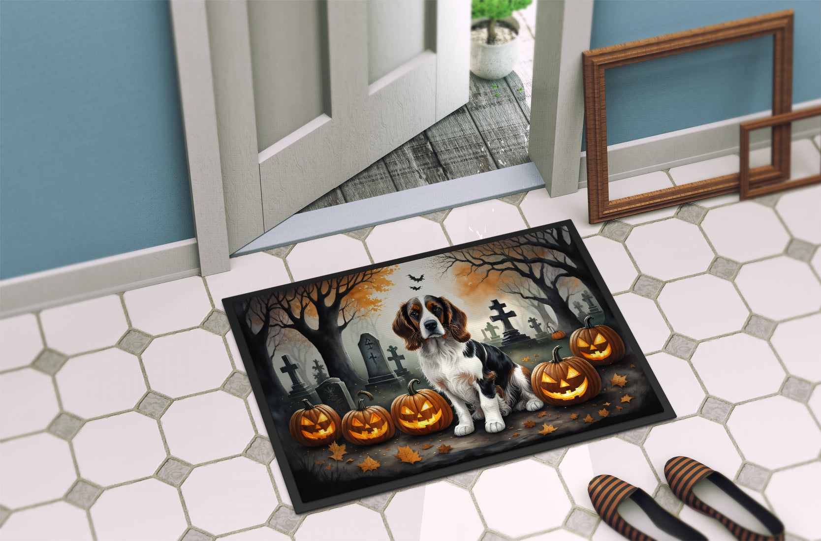 Welsh Springer Spaniel Spooky Halloween Doormat-3