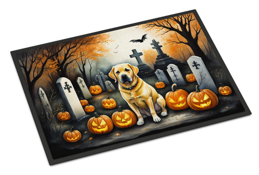 Yellow Labrador Retriever Spooky Halloween Doormat-0