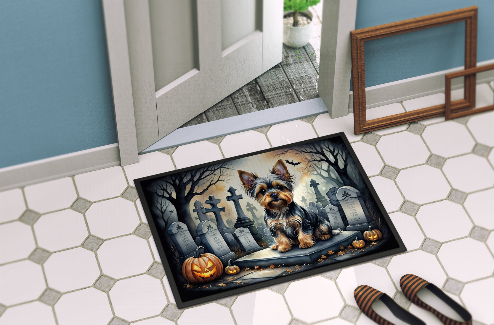 Yorkshire Terrier Spooky Halloween Doormat-3