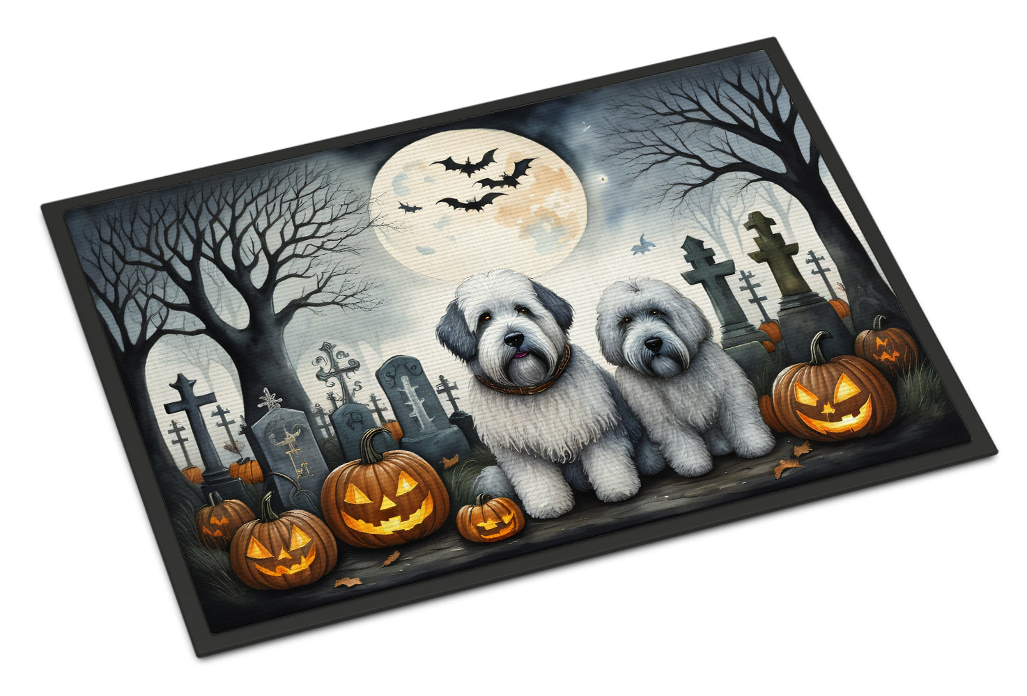 Old English Sheepdog Spooky Halloween Doormat-0