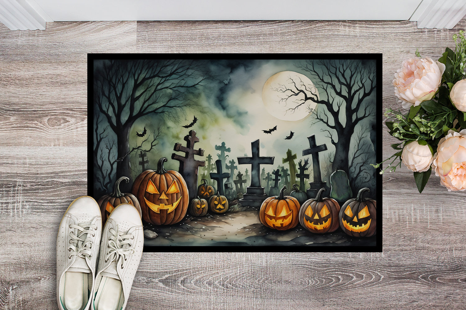 Graveyard Spooky Halloween Doormat-1