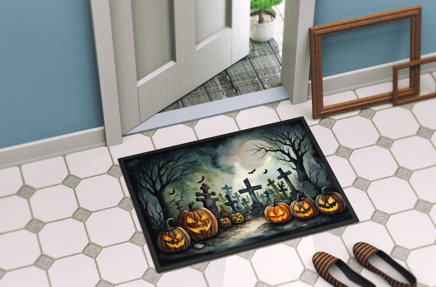 Graveyard Spooky Halloween Doormat-3