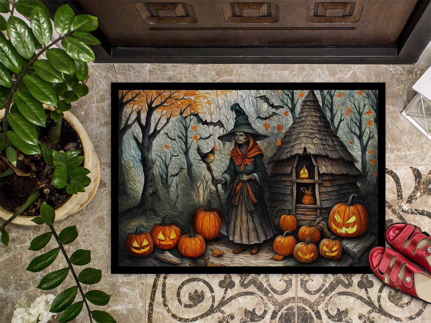 Slavic Witch Spooky Halloween Doormat-2