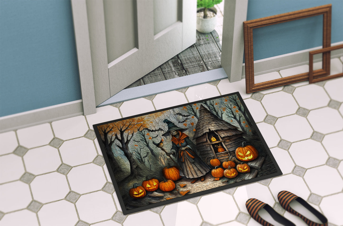 Slavic Witch Spooky Halloween Doormat-3