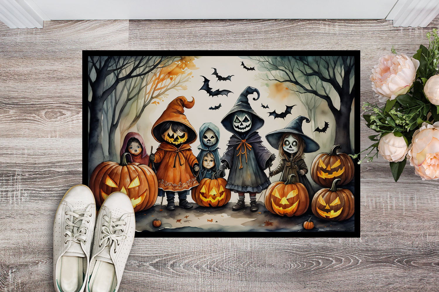 Trick or Treaters Spooky Halloween Doormat-1