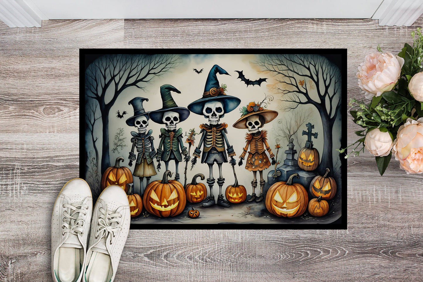 Calacas Skeletons Spooky Halloween Doormat-1