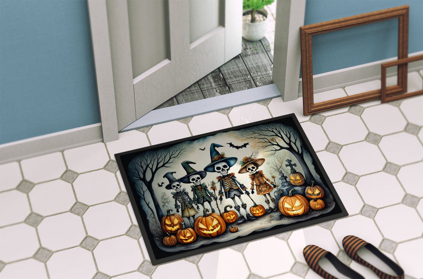 Calacas Skeletons Spooky Halloween Doormat-3