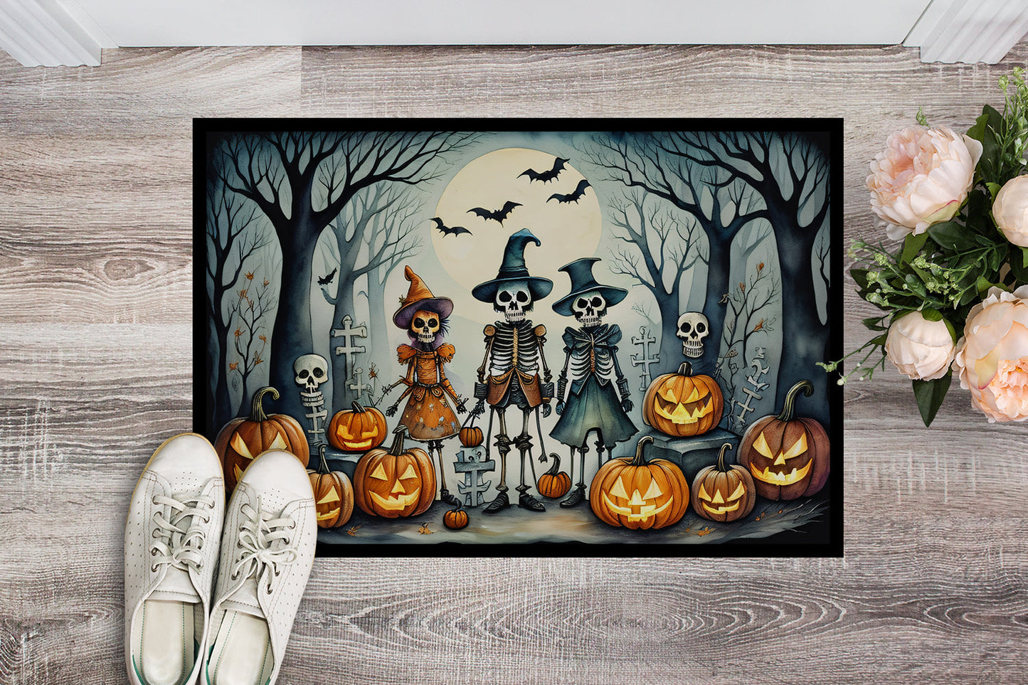 Calacas Skeletons Spooky Halloween Doormat-1